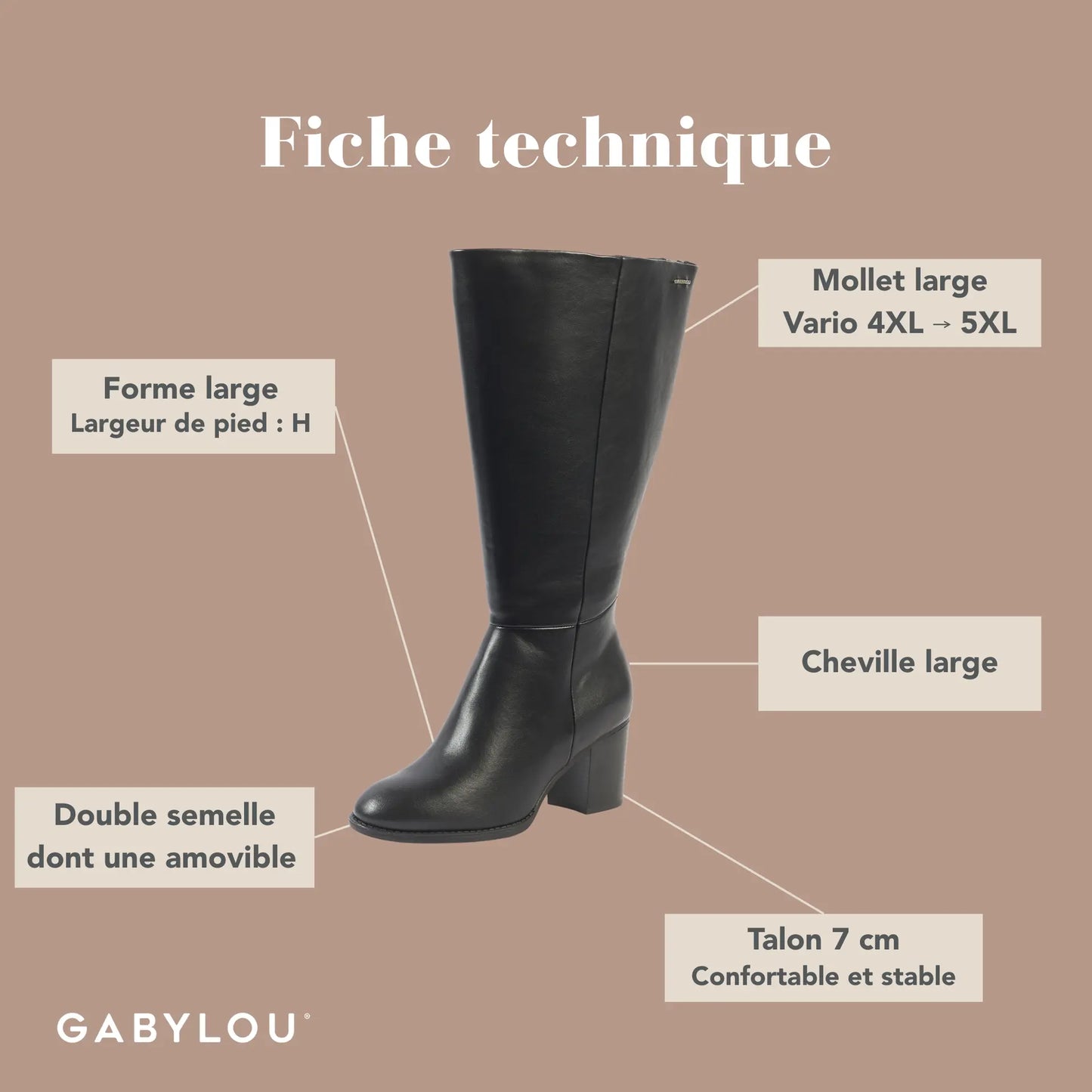 Bottes mollets larges 4XL - Modele Gladys