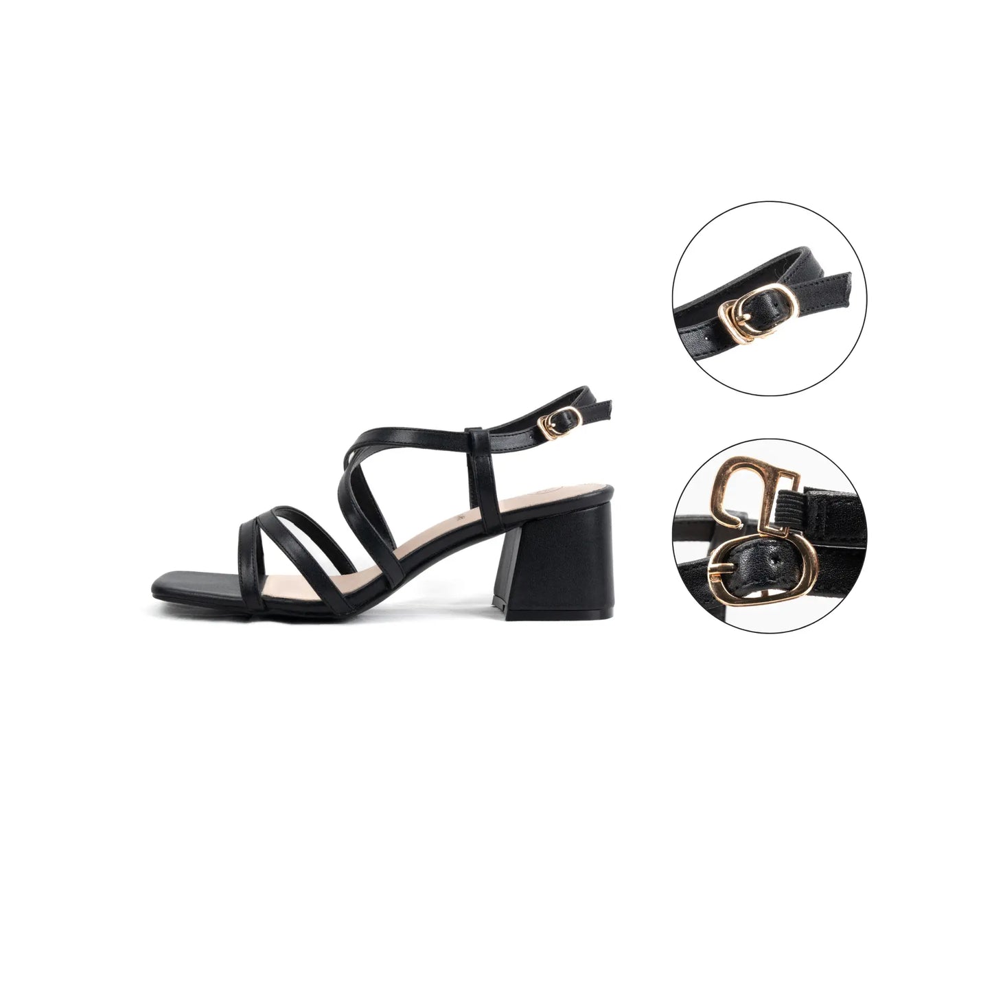 Sandales à talons réglables à bout large, modèle H - Zoe