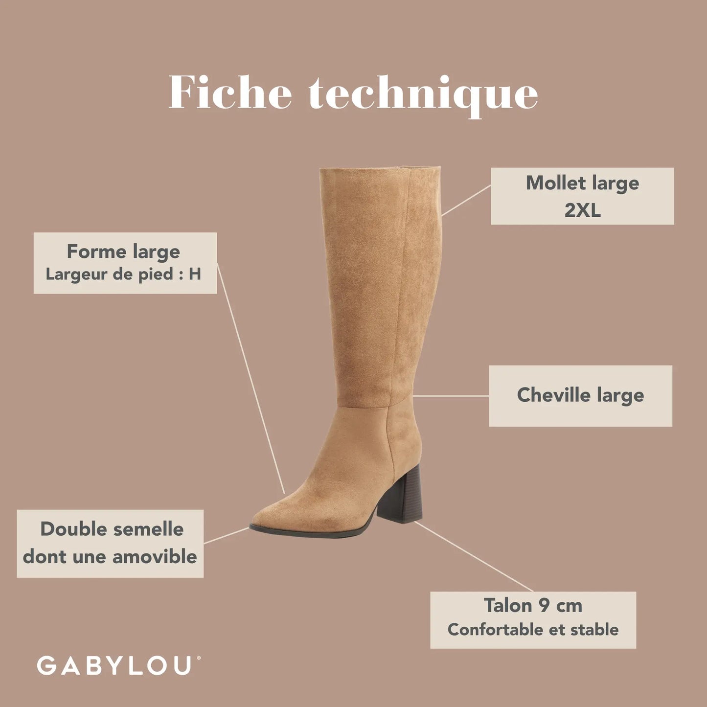 Bottes mollets larges 2XL - Sarah