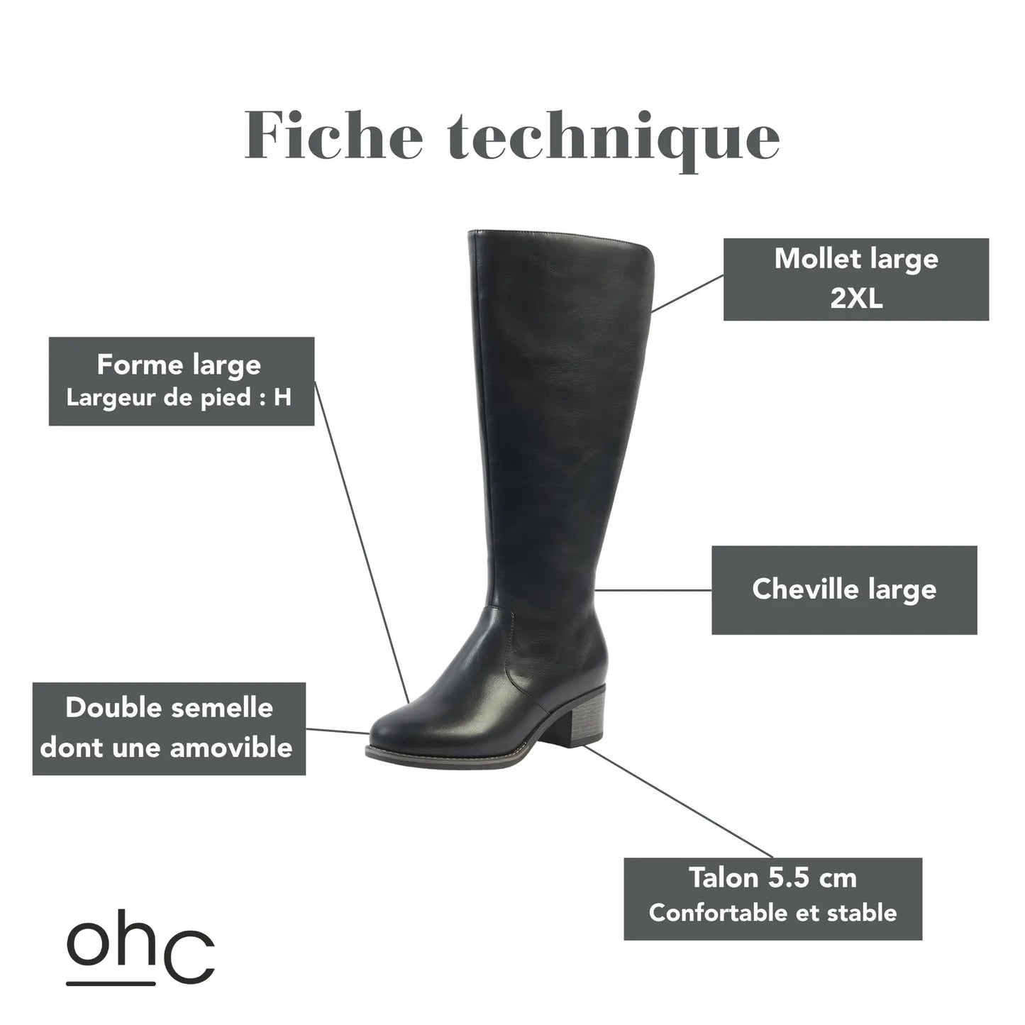Bottes mollets larges 2XL - Modele Acai