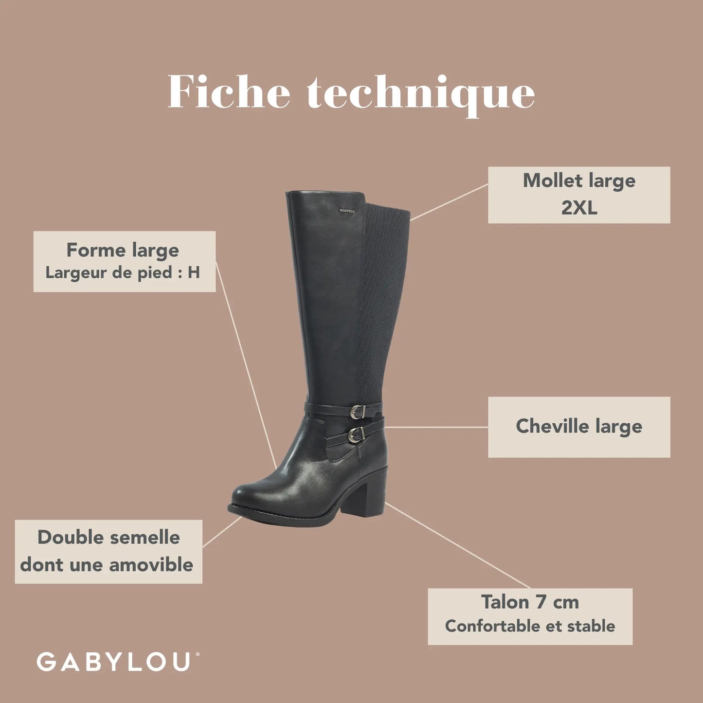 Bottes 2XL pour mollets larges - Modele Marta