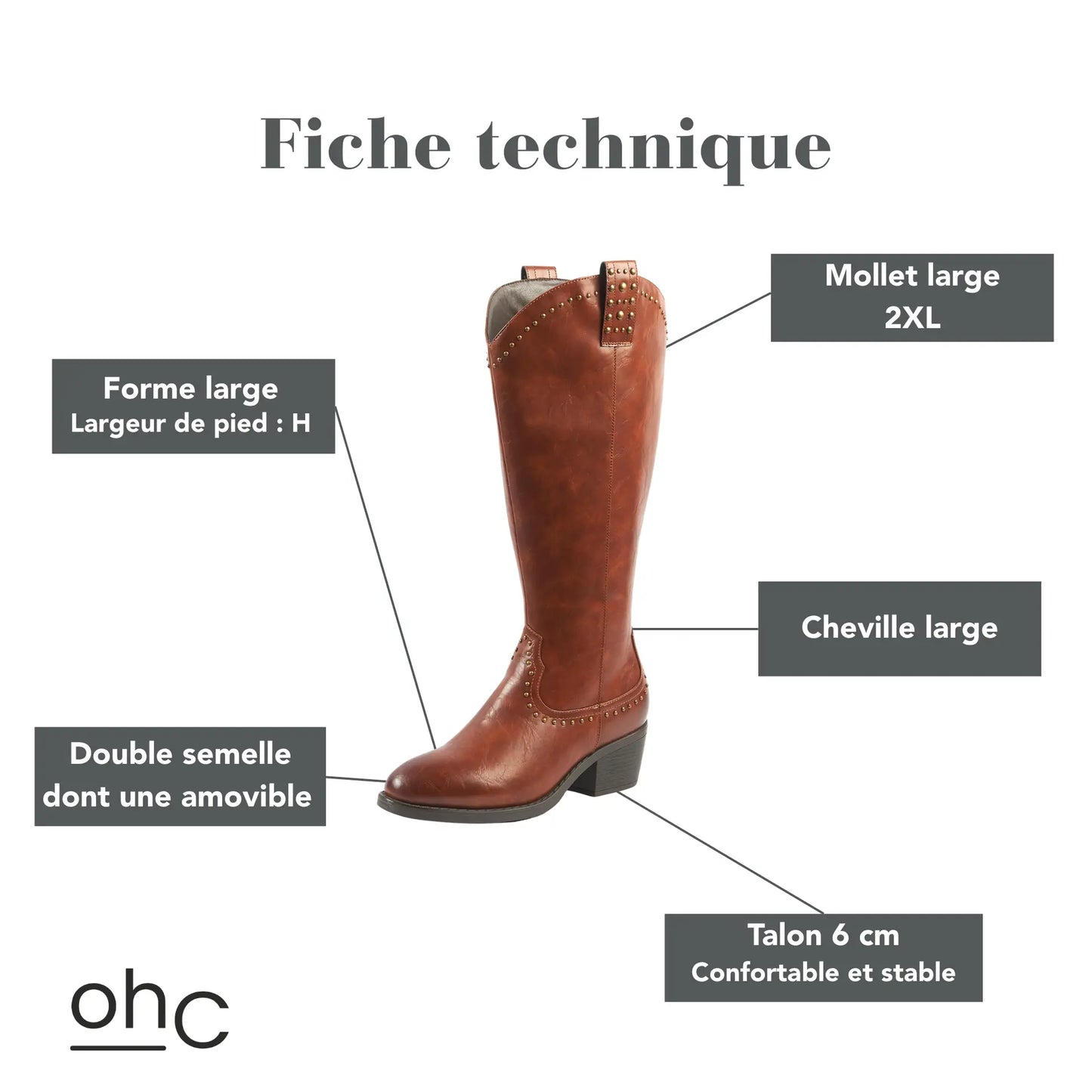 Bottes mollets larges 2XL - Modele Grapes