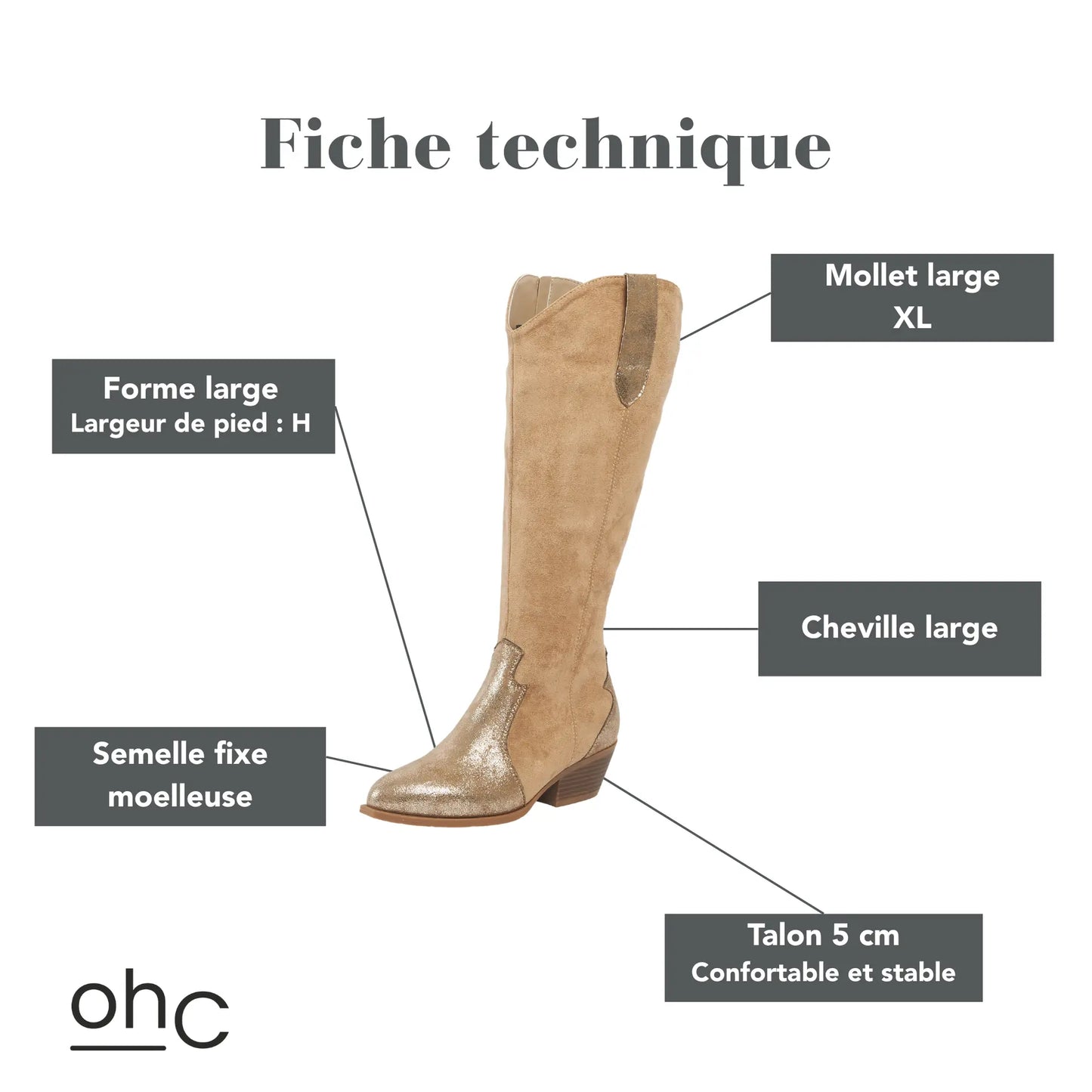 Bottes mollets larges XL - Coconut