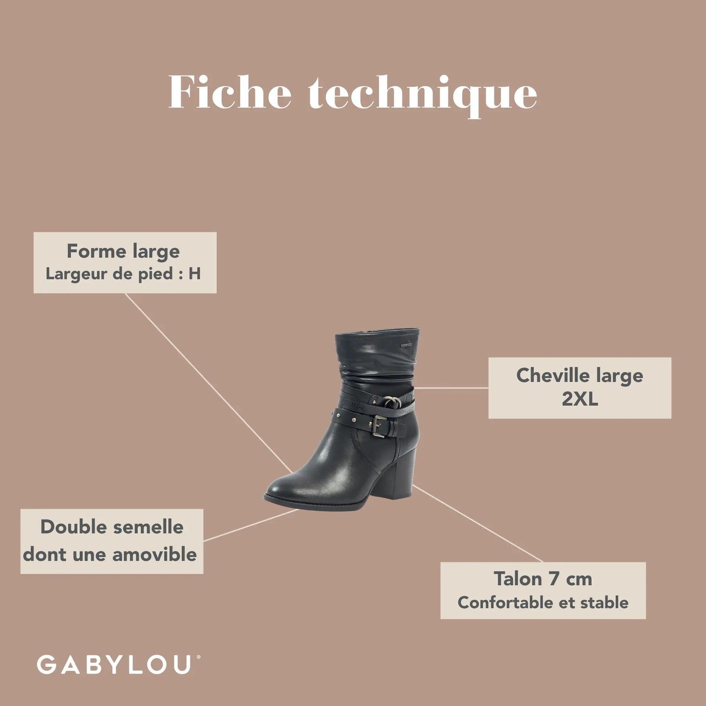 Bottines larges taille 2XL - Modèle Emma
