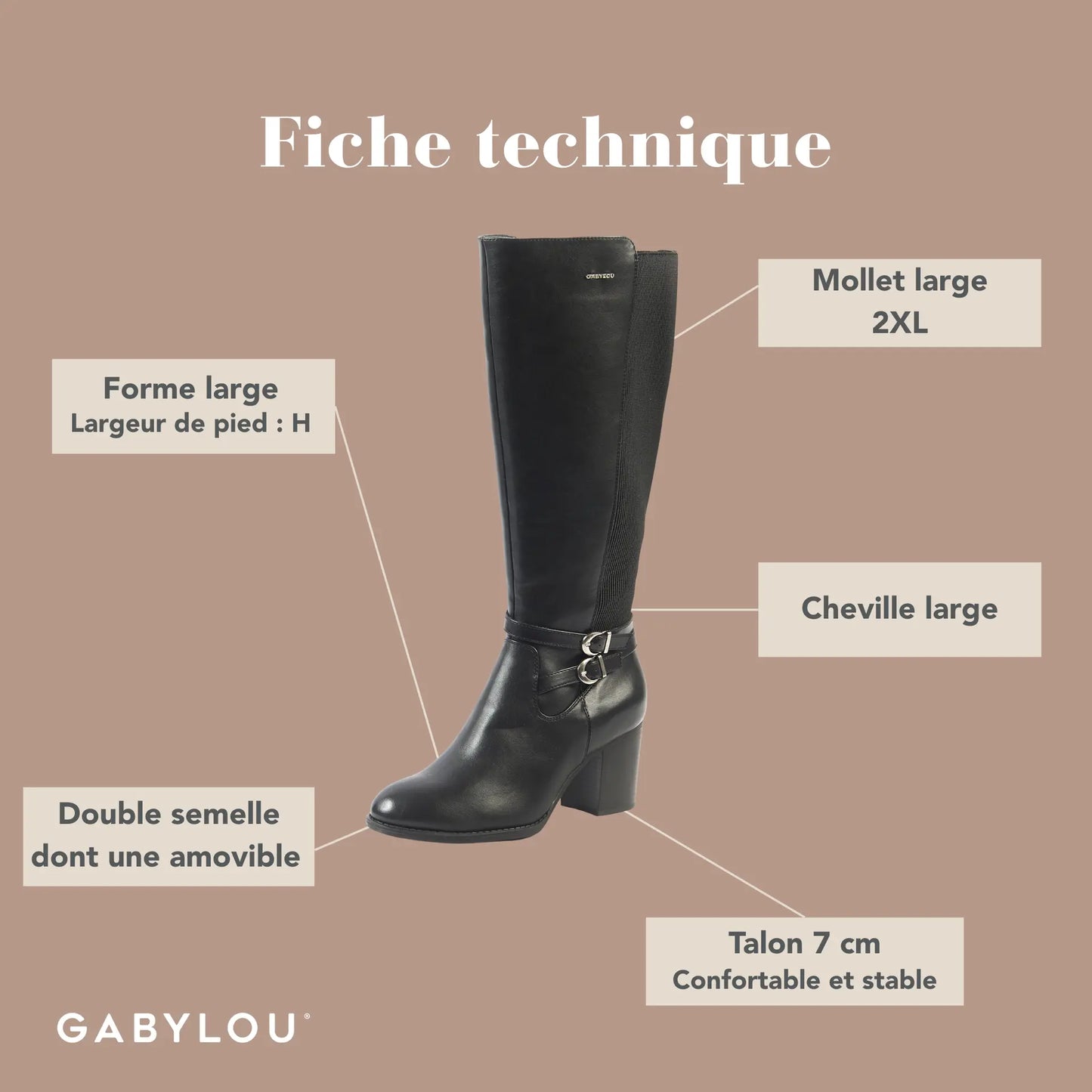 Bottes 2XL pour mollets larges - Modele Marta