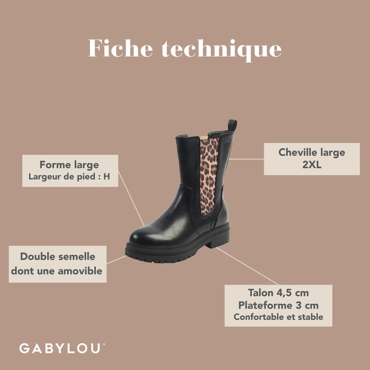 Bottines chevilles & pieds larges 2XL - Jade