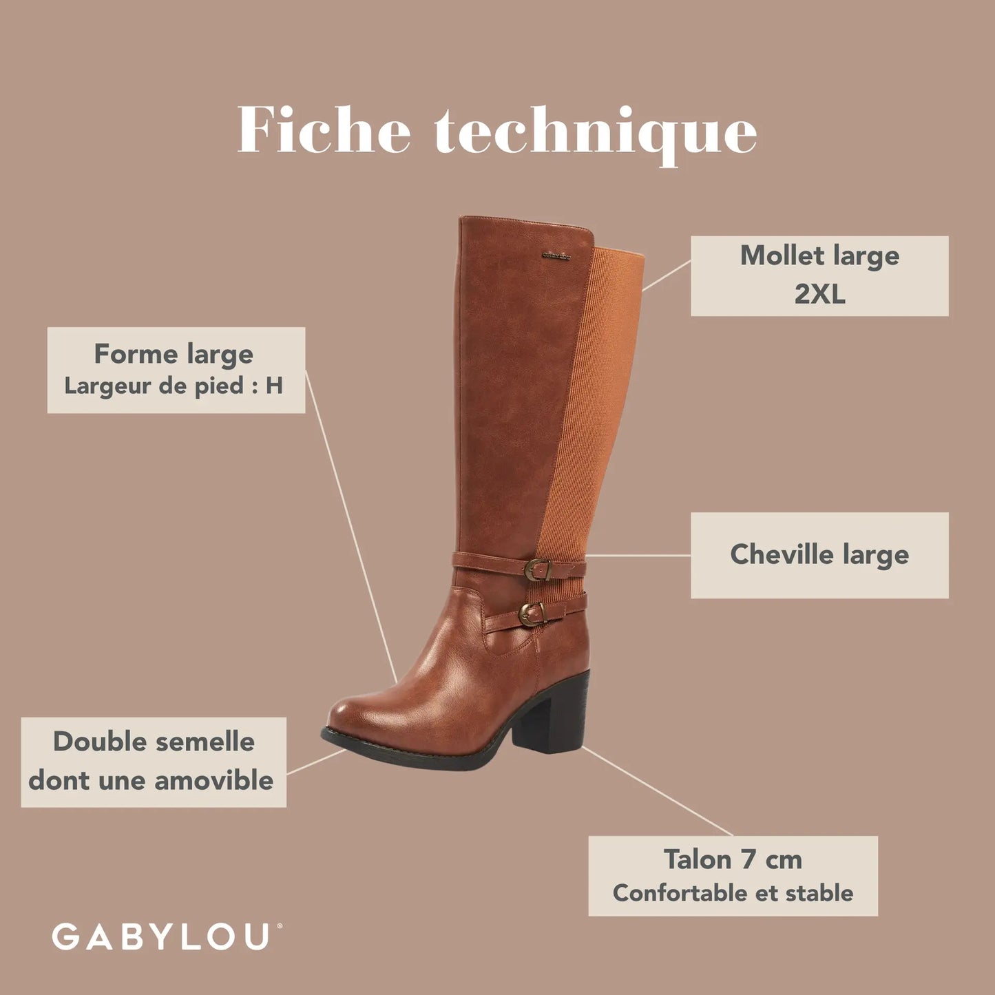 Bottes 2XL pour mollets larges - Modele Marta