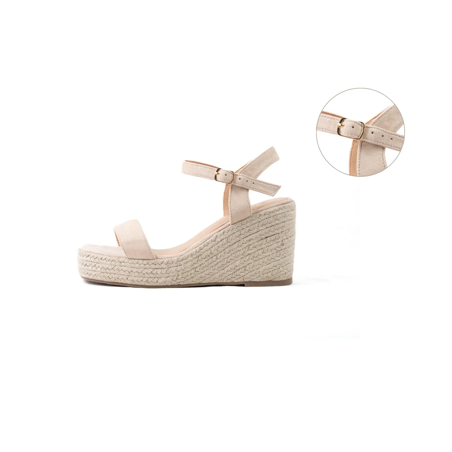 Sandales compensées à bout large ajustables, modèle H - Vic