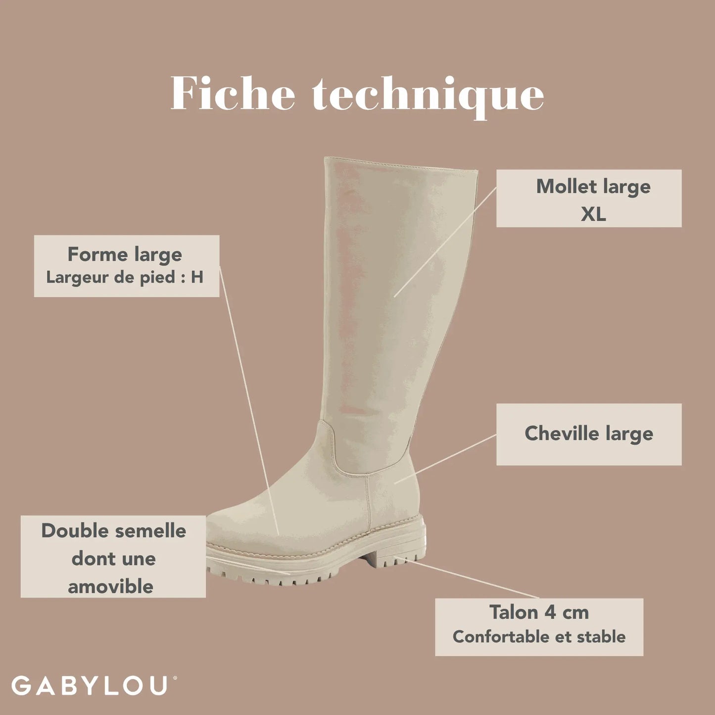 Bottes XL pour mollets larges - Modele Emilie