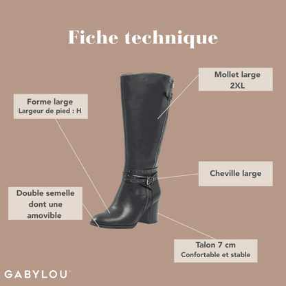 Bottes 2XL pour mollets larges - Modele Meghan