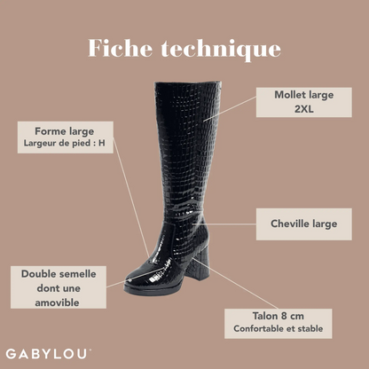 Bottes 2XL pour mollets larges - Modele Melissa