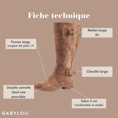 Botas XL para pantorrillas anchas - modelo Isabelle