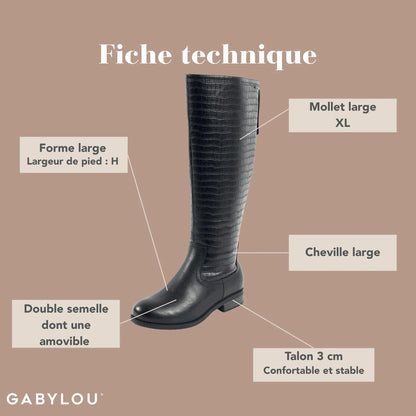 Bottes VARIO XL/2XL pour mollets larges - Modele Guiomar