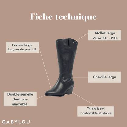 Bottes 2XL pour mollets larges - Modele Irina