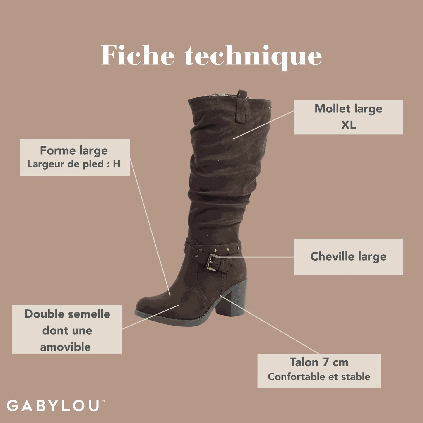 Bottes XL pour mollets larges - Modele Angelique