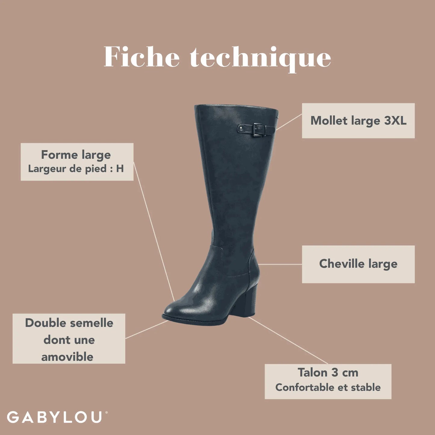 Bottes 3XL pour mollets larges - Modele Romy