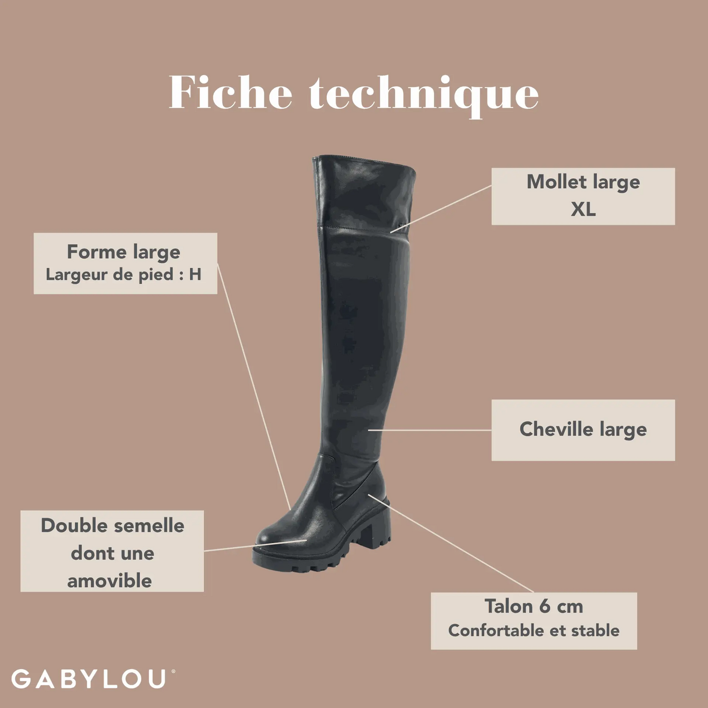 XL wide calf boots - Emmanuelle model