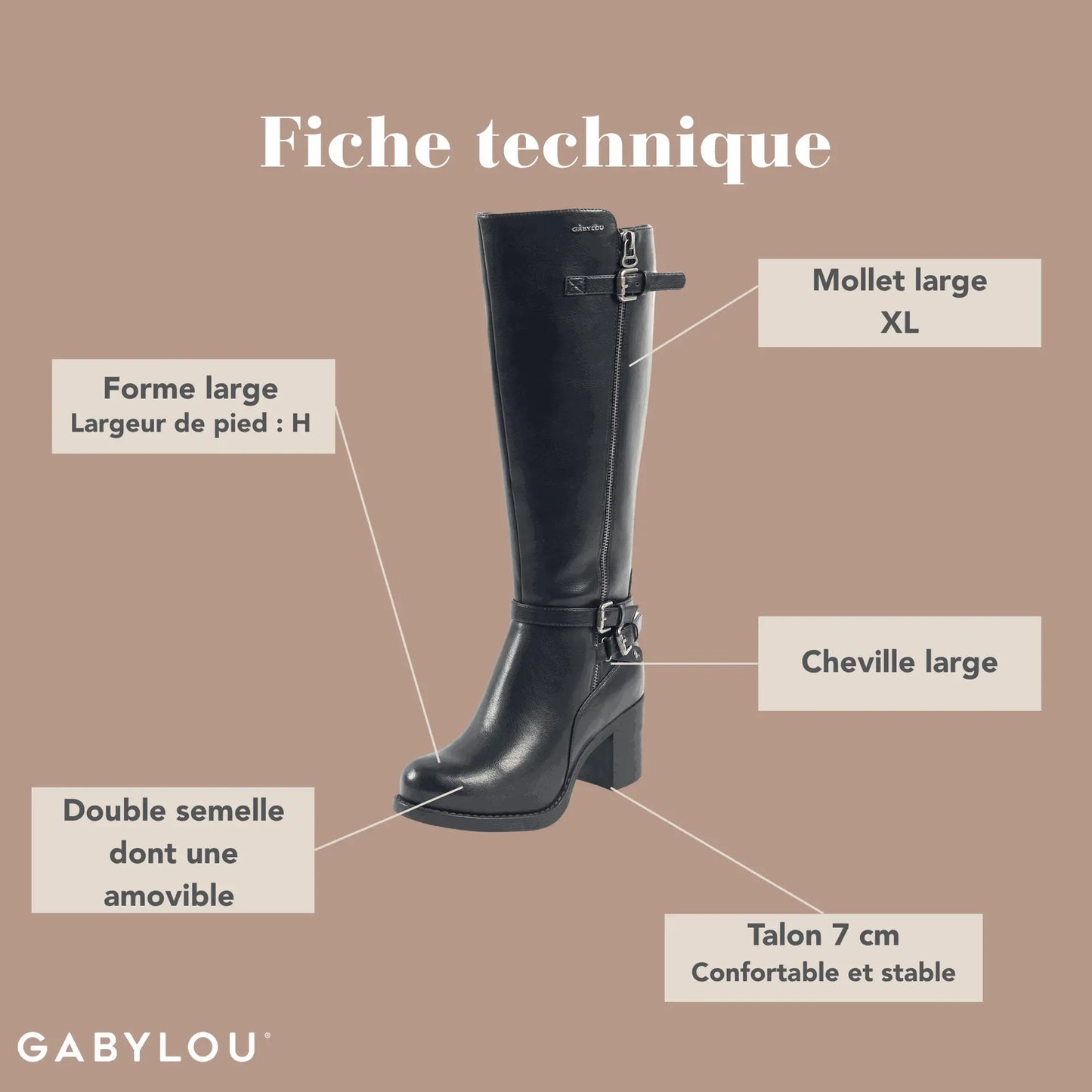 Bottes XL pour mollets larges - Modele Chrystel