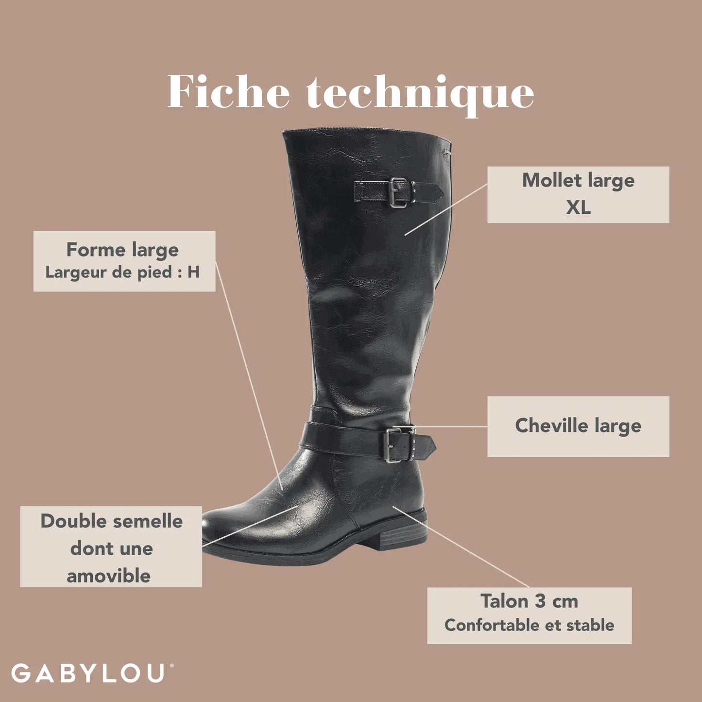 Botas XL para pantorrillas anchas - modelo Isabelle