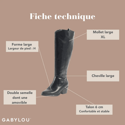 Bottes XL pour mollets larges - Modele Vanessa