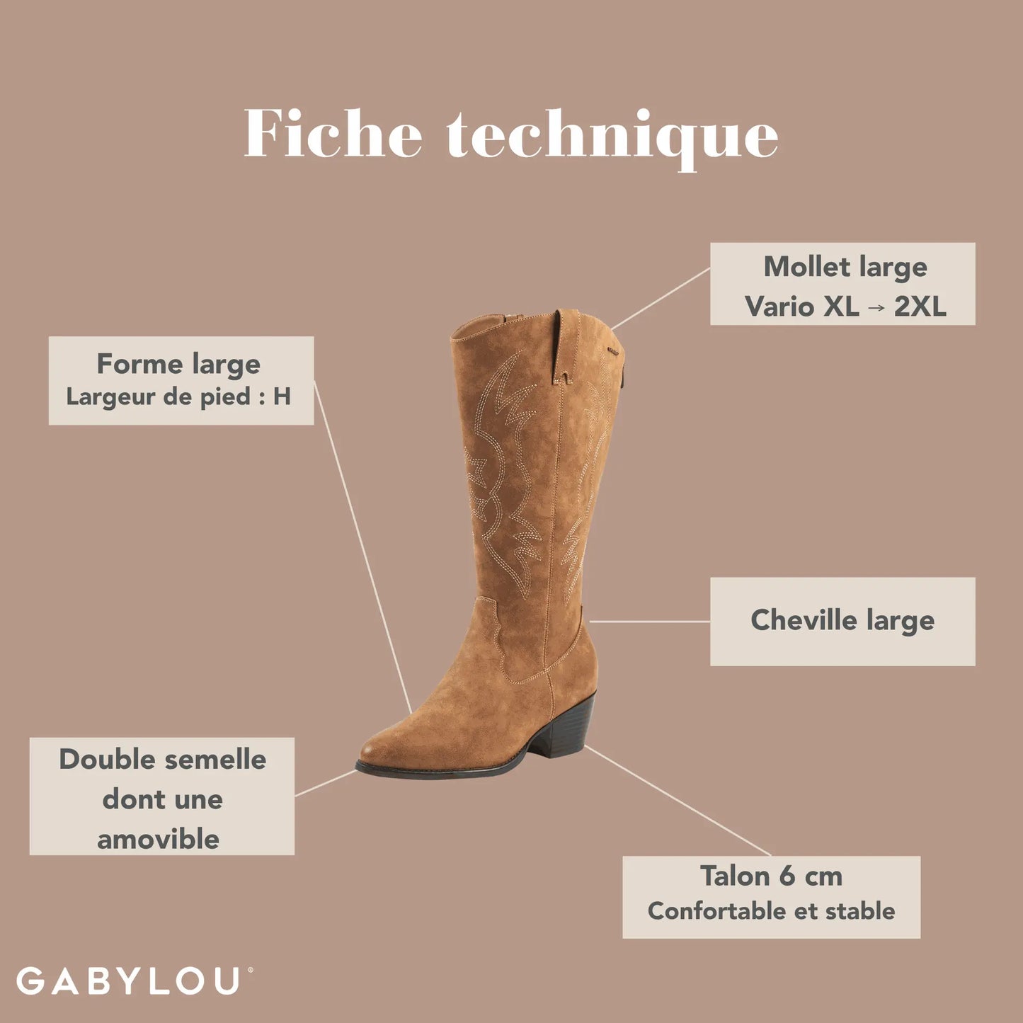 Bottes 2XL pour mollets larges - Modele Irina