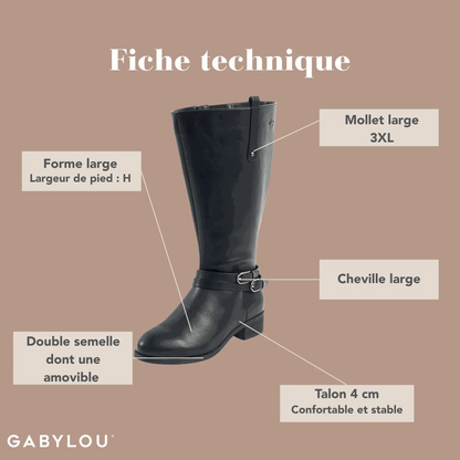 Bottes 3XL pour mollets larges - Modele Lise