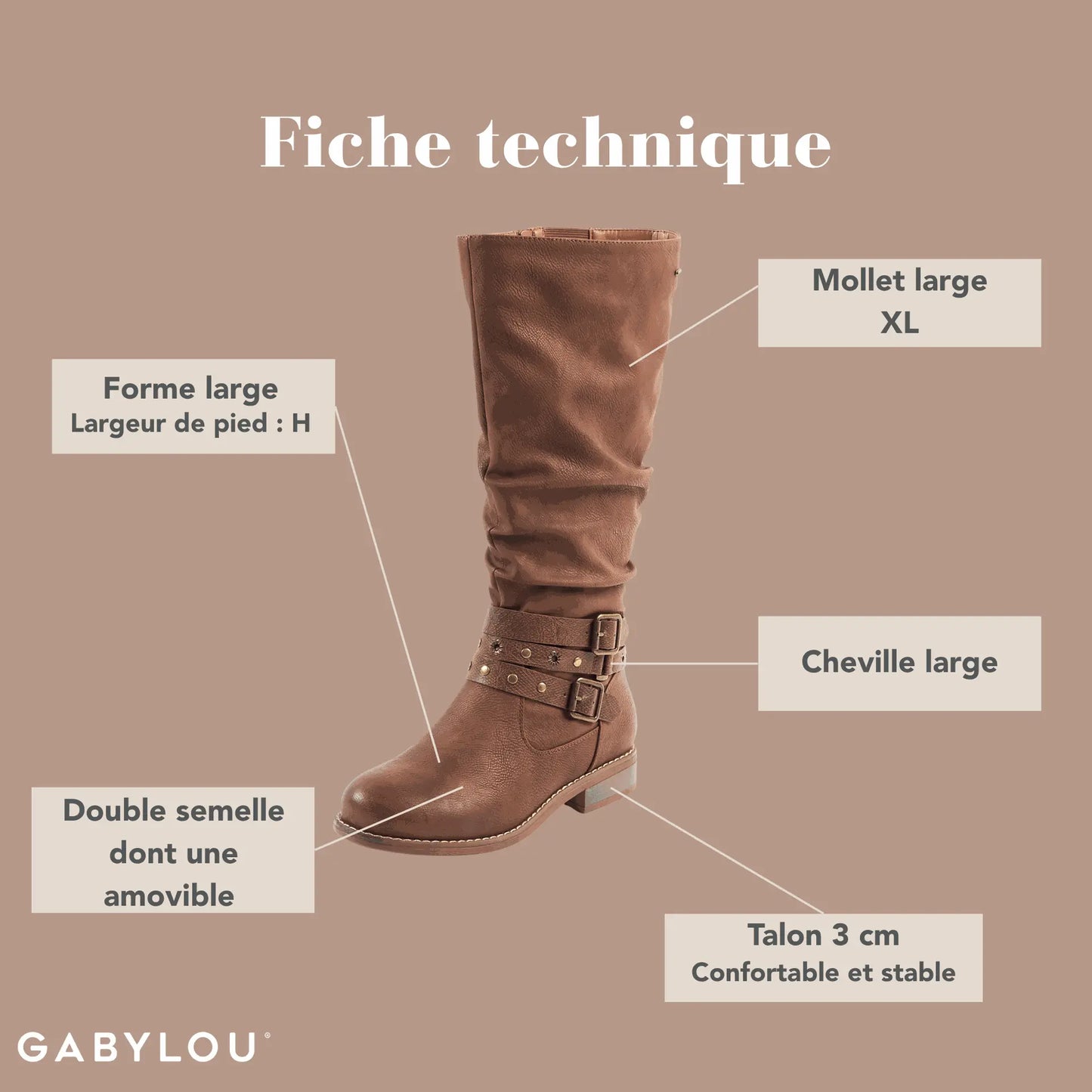 Botas XL para pantorrillas anchas - modelo Isabelle