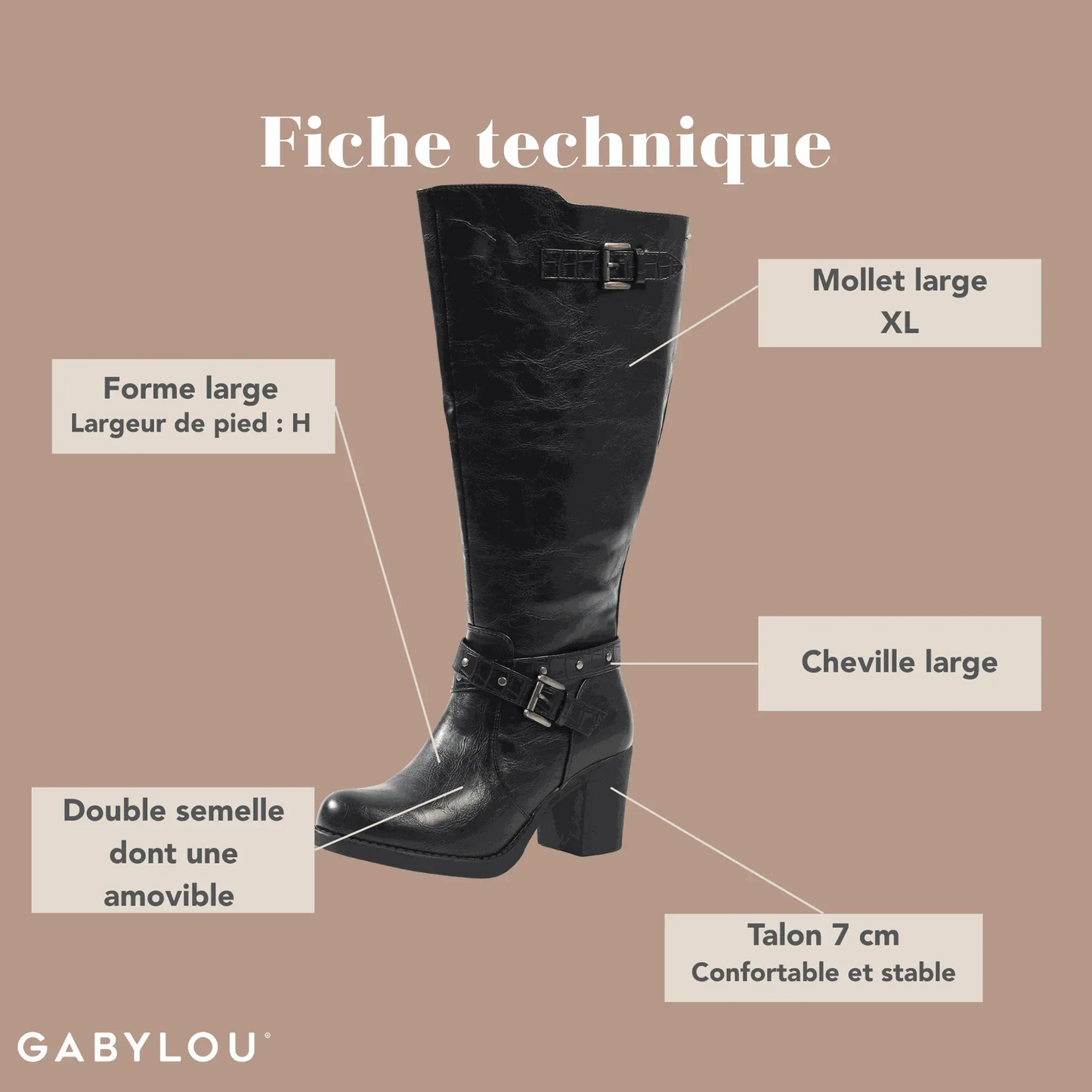 Bottes XL pour mollets larges - Modele Chrystel