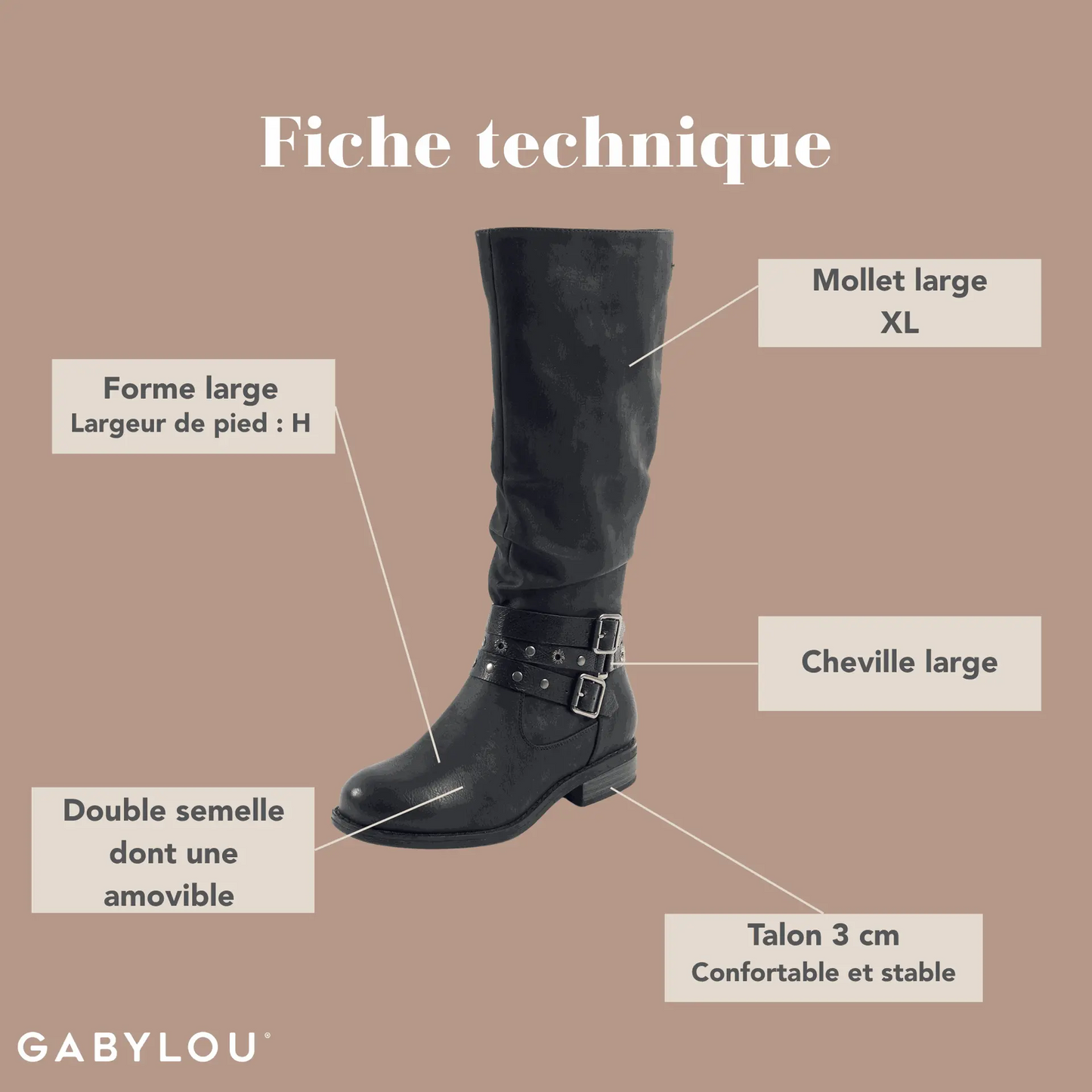Botas XL para pantorrillas anchas - modelo Isabelle