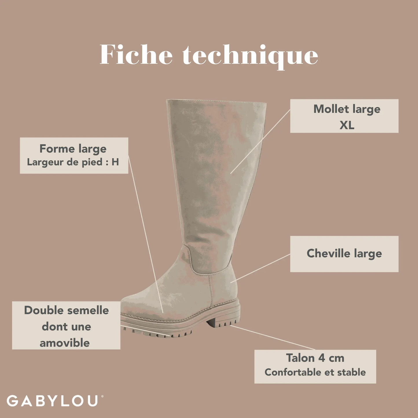 Bottes XL pour mollets larges - Modele Emilie