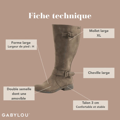 Botas XL para pantorrillas anchas - modelo Isabelle
