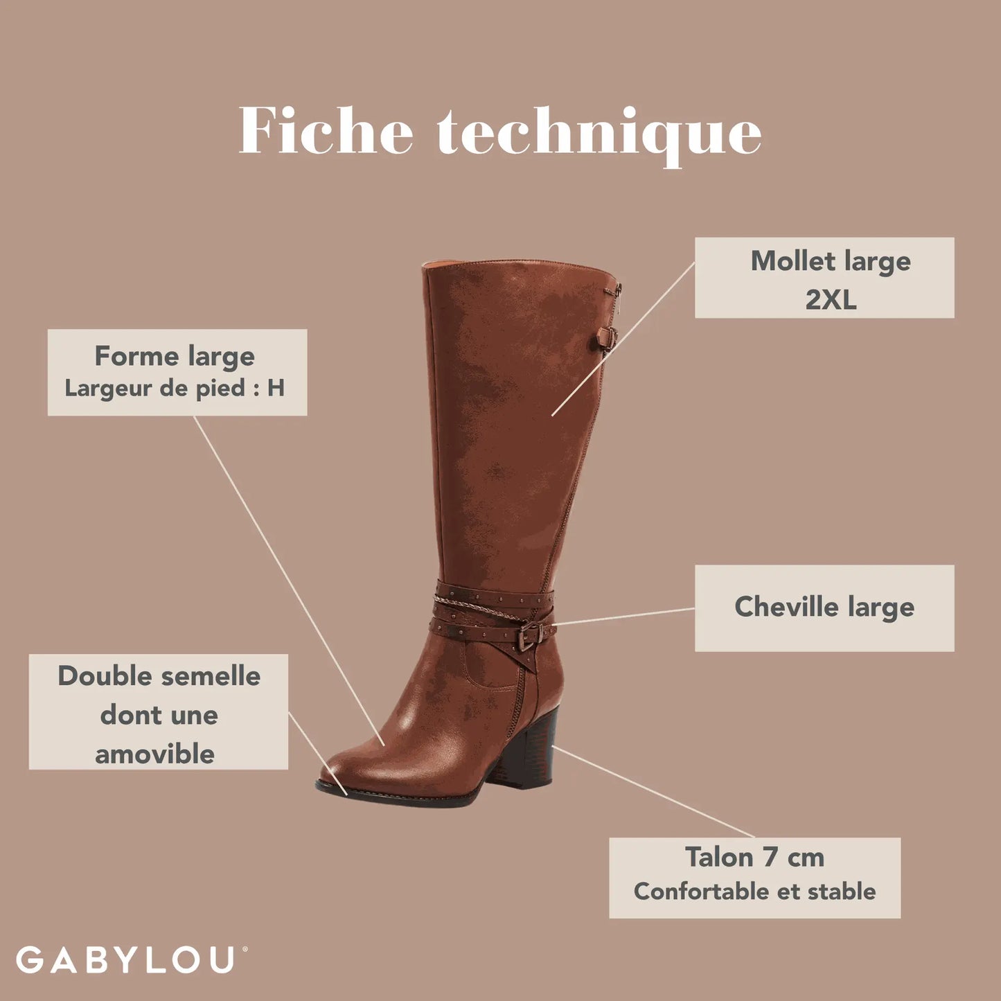Bottes 2XL pour mollets larges - Modele Meghan