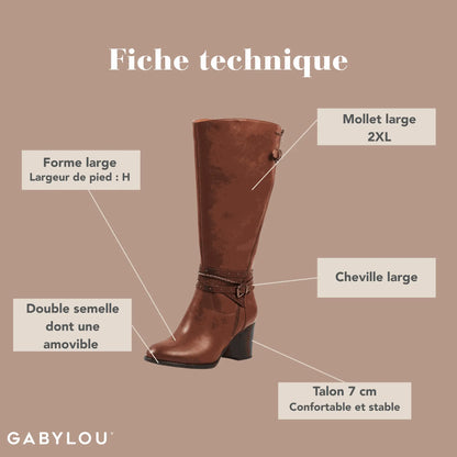 Bottes 2XL pour mollets larges - Modele Meghan